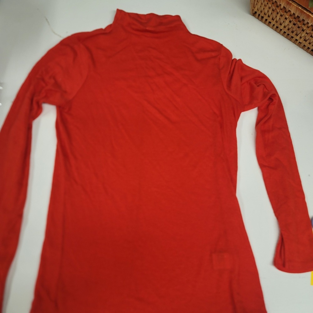 Nine West Red Mock Neck Long Sleeve Top‎ Blouse XS Casual Lightweight All Season